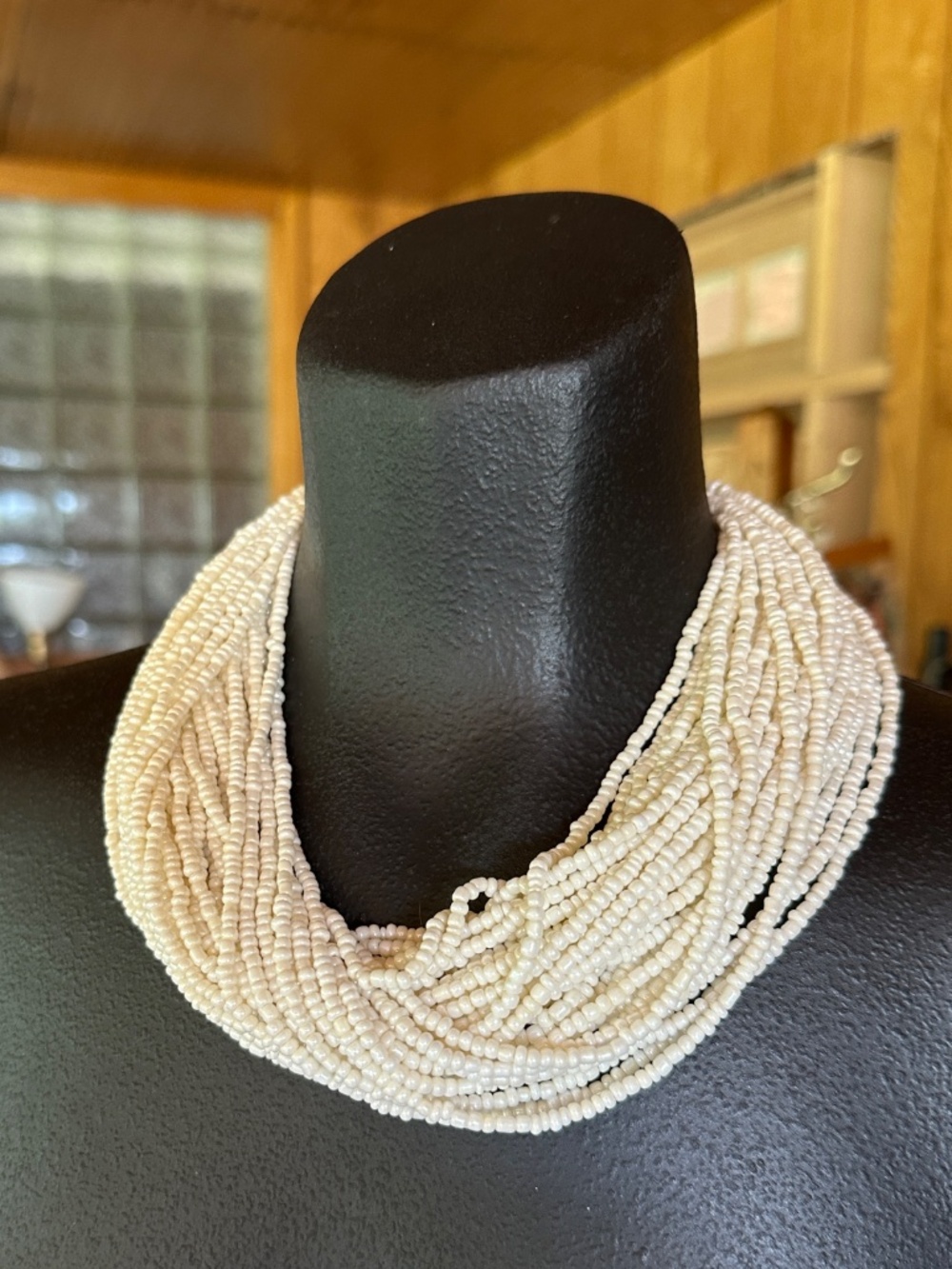 Vintage Seed Pearl Multi-Strand Bib Bead Necklace